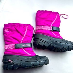 SOREL Pink Flurry drawstring snow boots Size 5